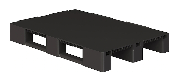 Паллет iPlast 1200x800x150 мм сплошной на 3 полозьях, с бортиком, ЭКО, темно-серый