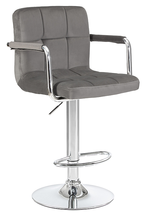 Стул барный DOBRIN 5011-LM-N KRUGER ARM (серый велюр, хром) 2 шт.