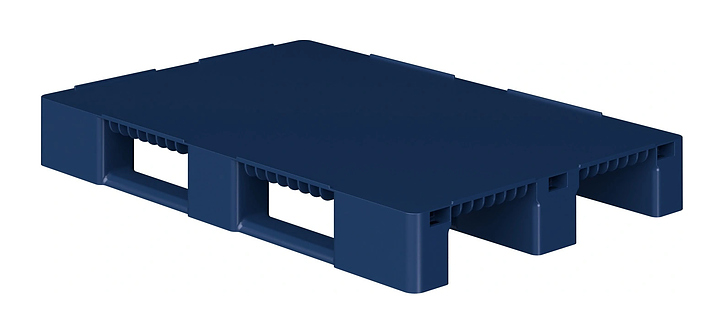 Паллет iPlast 1200x800x150 мм сплошной на 3 полозьях, с бортиком, синий