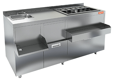 Барная станция HICOLD НБМКС-15/6БПК (с бортом, с ящиками)