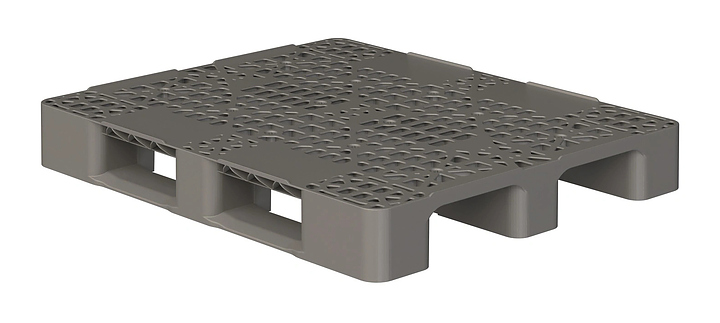 Паллет iPlast 1200x1000x150 мм перфорированный на 3 полозьях, с бортиком, серый