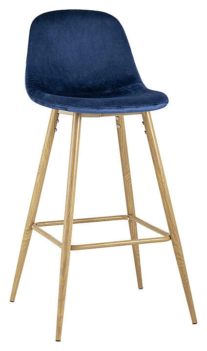 Стул Stool Group барный Валенсия велюр синий ножки цвет дерево