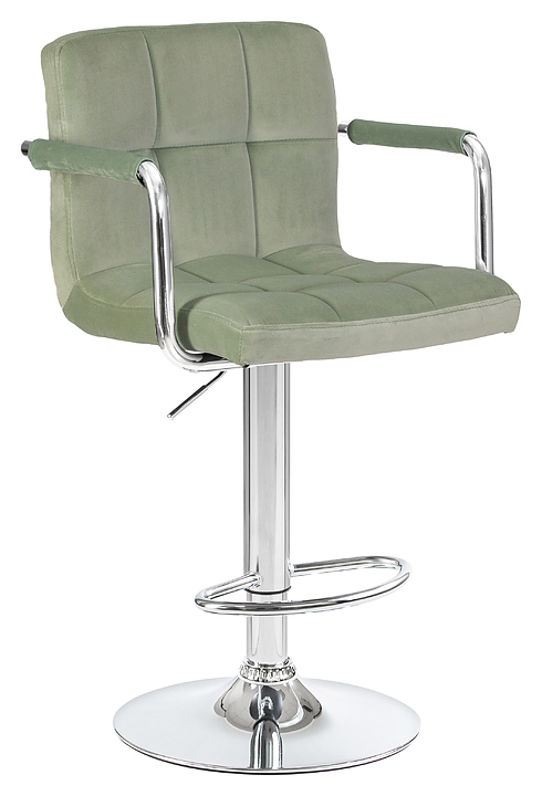 Стул барный DOBRIN 5011-LM KRUGER ARM (мятный велюр, хромированная сталь)