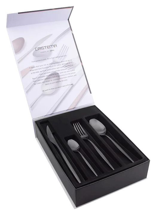 Набор столовых приборов CRISTEMA PEP-19300-24LEBLAC 24 шт., на 6 персон, матовая полировка, черный