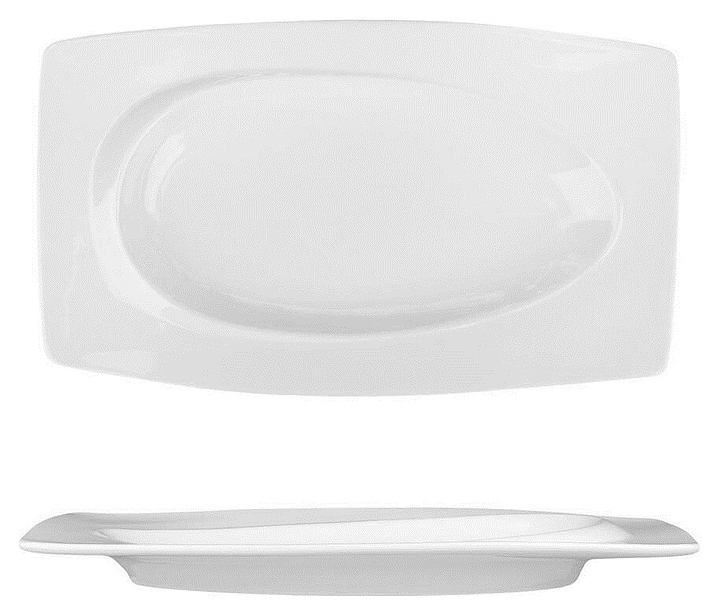 Блюдо сервировочное P.L. Proff Cuisine F1087-10 Asymmetry 25х14,8 см h=2,2 см (фарфор) прямоугольное белое
