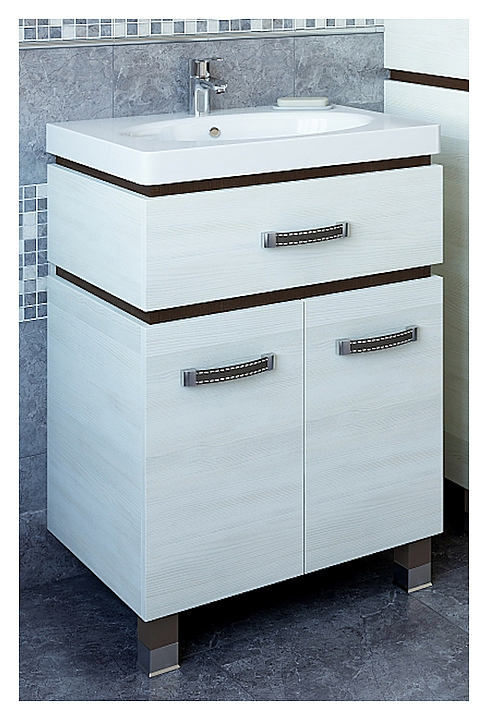 Тумба с раковиной Sanflor Техас 70 см венге, северное дерево светлое