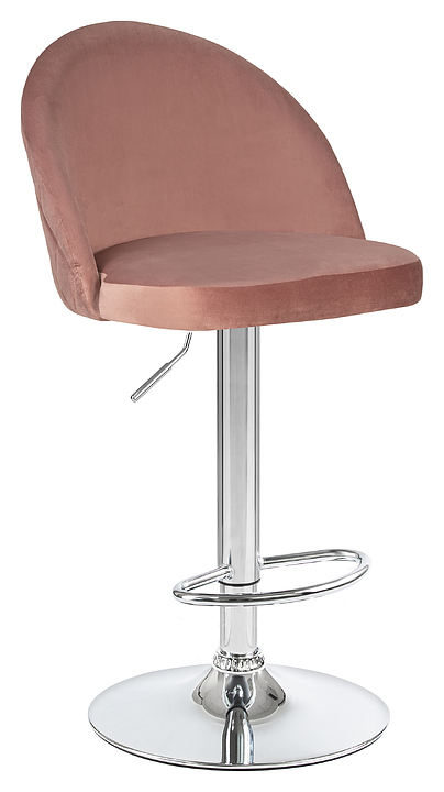 Стул барный DOBRIN 3036-LM MILANA (пудрово-розовый велюр, хромированная сталь)