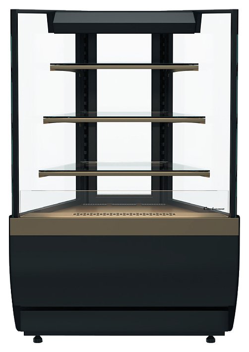 Витрина нейтральная Carboma KC70 N 1,3-2 Light версия 2.0 (Techno 9005) открытая, внешний угол 45°