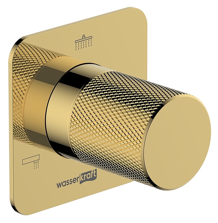 Переключатель потоков Wasserkraft A304 на 3 выхода, глянцевое золото