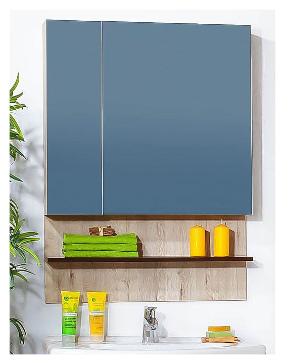 Шкаф зеркальный БРИКЛАЕР Карибы/Техас 75 75х100 см дуб кантри, венге