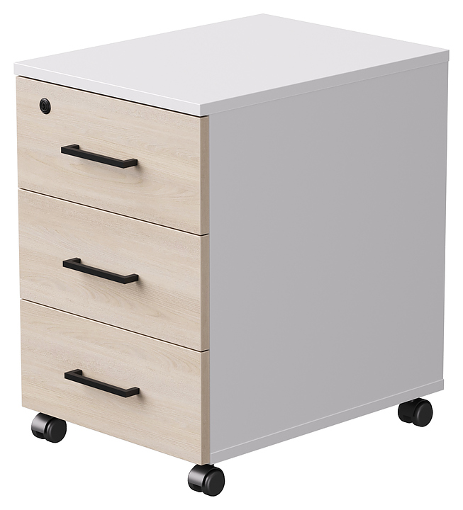 Тумба мобильная Everprof EVO белая, дуб Соната