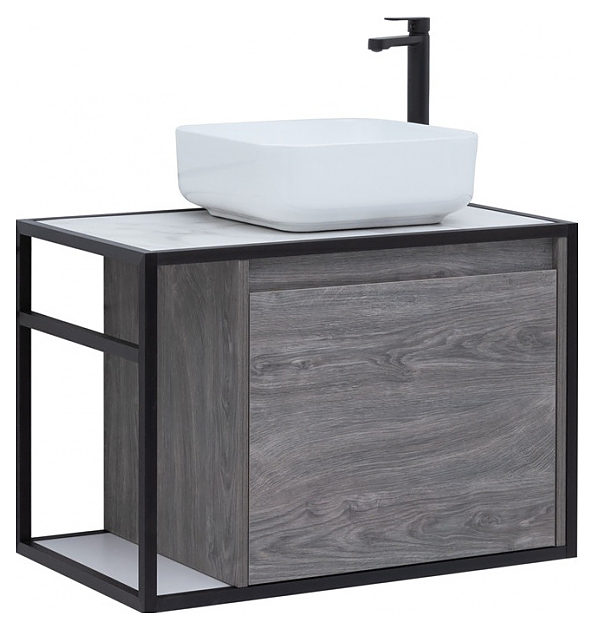 Тумба под раковину Aquanet Nova Lite Loft 75 R правосторонняя, дуб рошелье