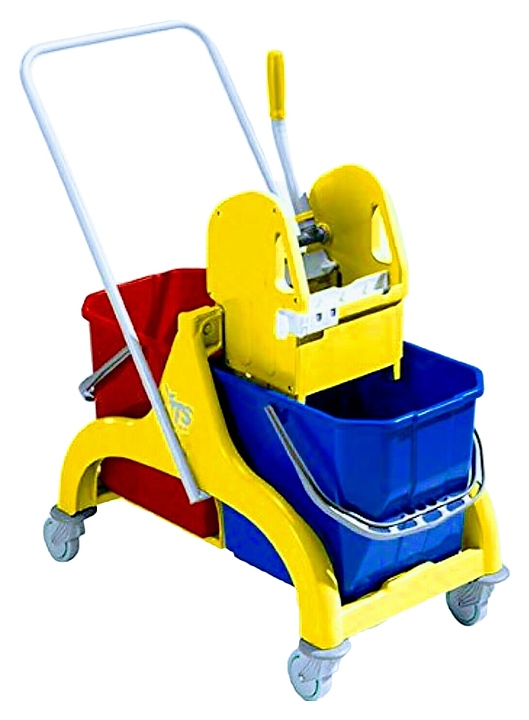 Тележка уборочная TTS Nick 50 двухведерная с отжимом О-Кеу и рукояткой, желтая рама
