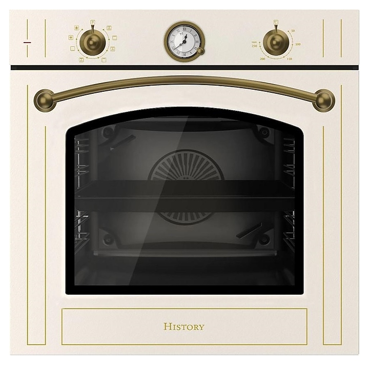 Духовой шкаф HiSTORY OE778B.RBG бежевый с золотистой фурнитурой