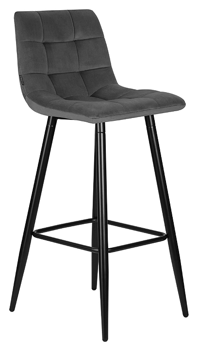Стул барный DOBRIN 8078-LML NICOLE (темно-серый велюр, черные матовые ножки)