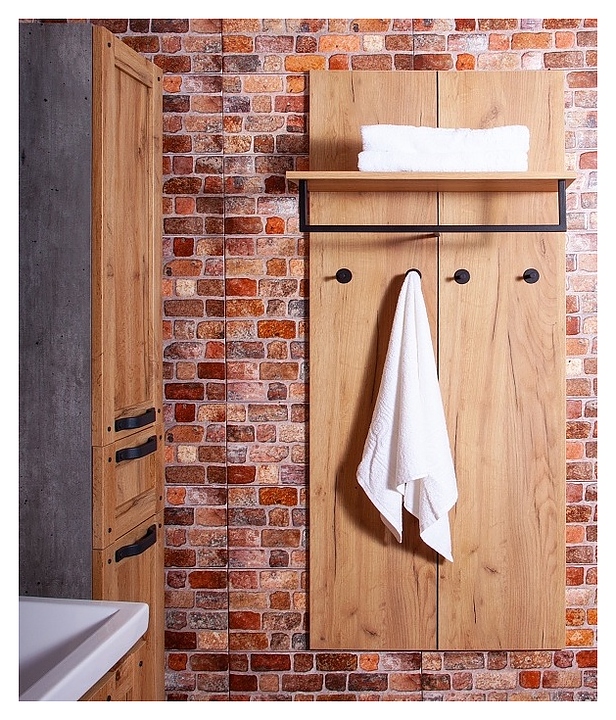 Вешалка настенная БРИКЛАЕР Лофт 60 58,5х140 см дуб золотой, метрополитен грей