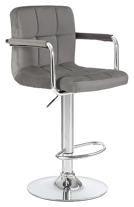 Стул барный DOBRIN 5011-LM KRUGER ARM (серый велюр, хромированная сталь)