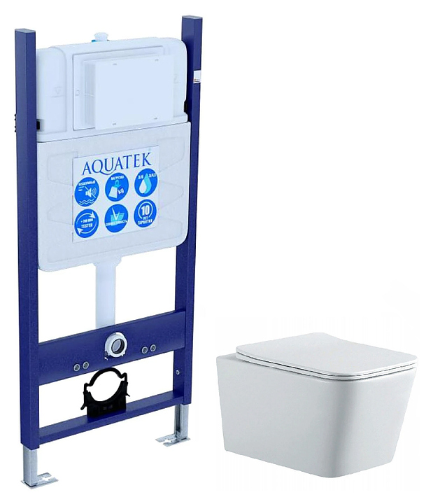 Унитаз подвесной с инсталляцией и сиденьем Aquatek SET ЛИБРА N-14