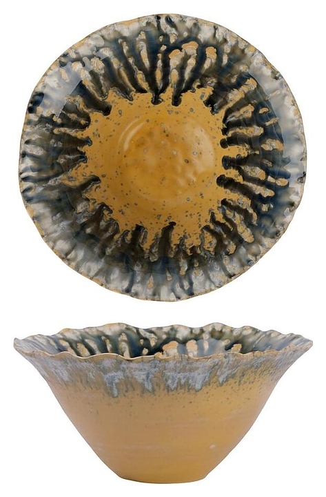 Салатник P.L. Proff Cuisine Dark Northern Blue Brown Flower Frutti di Mare QB23171012 925 мл d=19 см h=9 см (керамика)