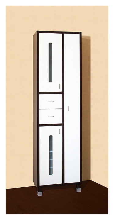 Шкаф-пенал БРИКЛАЕР Бали 57 56,5х200 см с бельевой корзиной, венге, белый глянец