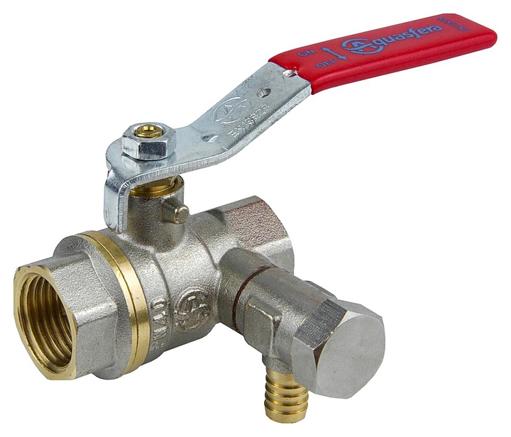 Кран шаровой со спускником Aquasfera 007-7414, ДУ 20, PN 3 МПа, 3/4