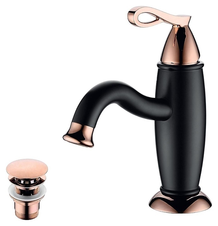 Смеситель для раковины LEMARK Prime LM6106BRG монолитный, черный/розовое золото