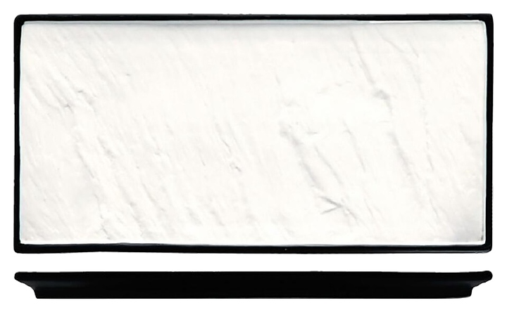 Блюдо сервировочное P.L. Proff Cuisine Black Classic&Gold F2935FB-12W Relief 31х14 см (фарфор) прямоугольное черно-белое