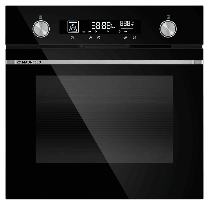 Духовой шкаф Maunfeld AEOH6066B черный / стекло с фурнитурой нерж. сталь