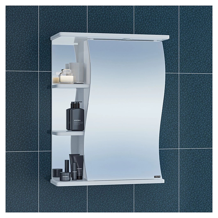 Шкаф зеркальный СаНта Волна 55 правый, со светильником