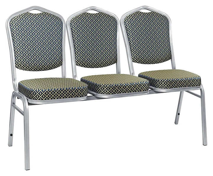 Секция из 3 стульев ChiedoCover Хит 25 мм серебро, ромб синий