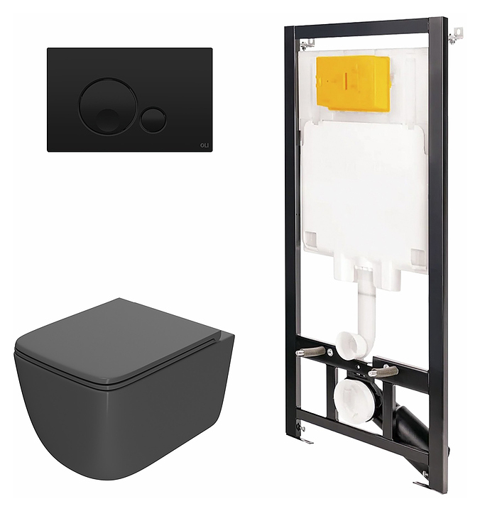 Унитаз подвесной с инсталляцией и панелью смыва OLI 80 ECO 886914GBO3+PN41831GM