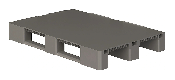 Паллет iPlast 1200x800x150 мм сплошной на 3 полозьях, с бортиком, ЭКО, серый
