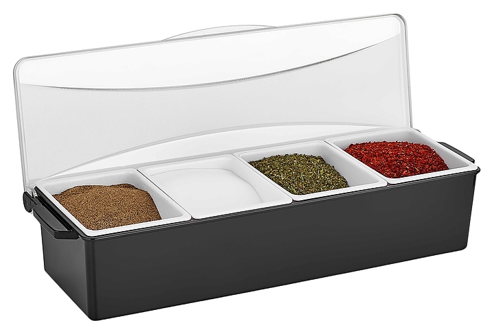 Контейнер для фруктов, специй и соусов Gastroplast GSE-04 4х0,6 л (полипропилен / поликарбонат)