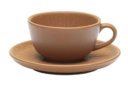 Пара чайная Oxford FLAT ESTRELA DO MAR 151596 (чашка 200мл и блюдце 14,5см) светло-коричневый