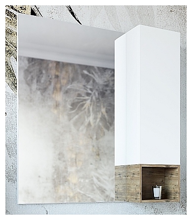 Зеркало Sanflor Даллас 80 см правостороннее, белое матовое, дуб рустикальный