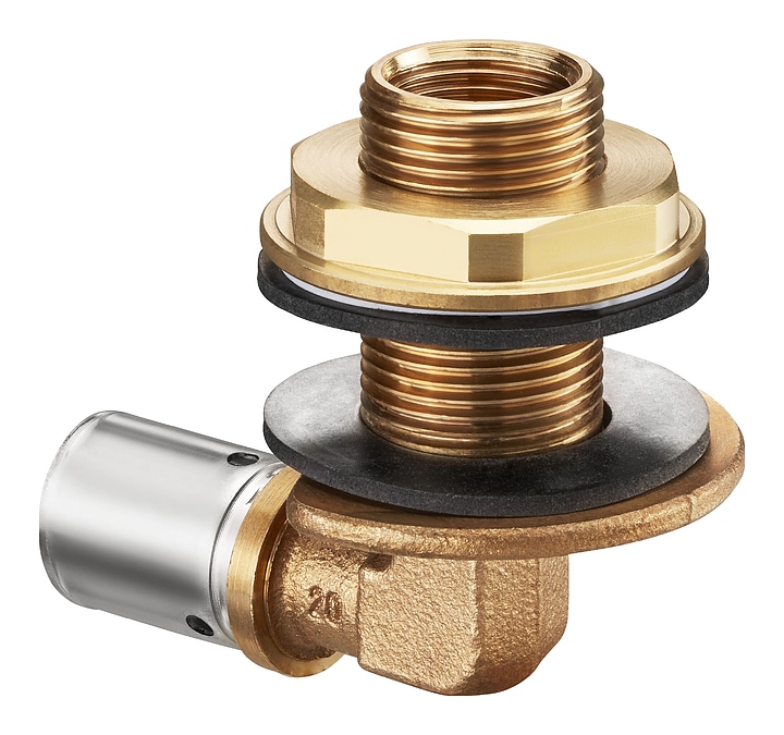 Пресс-угольник для прохода через стену Oventrop Cofit P 1517343, PN 10, 16х2 мм - Rp 1/2