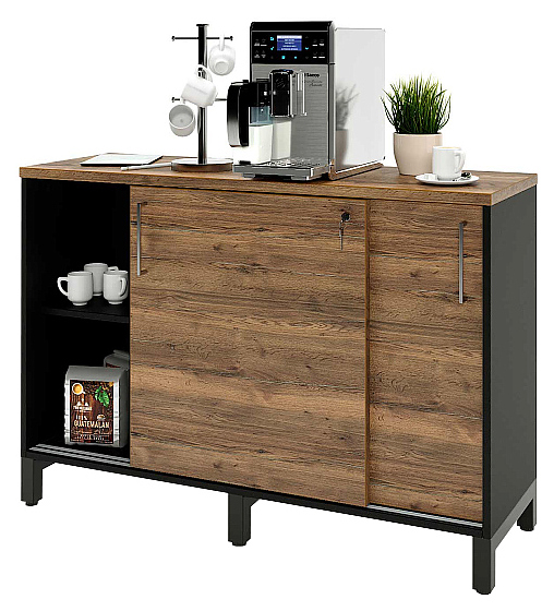 Локер ZAMM 2 полки МК 414 120х41,4х83,6 см фасад дуб Галифакс олово, корпус черный