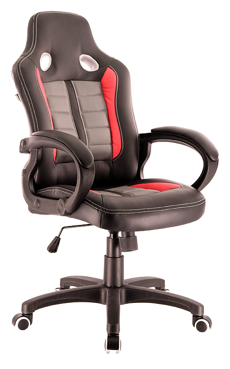 Кресло геймерское Everprof Forsage TM экокожа, черно-красное/серое