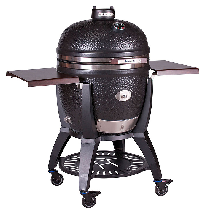 Гриль керамический Monolith Grill AVANTGARDE.66 (LeChef) черный матовый с боковыми столиками и подставкой