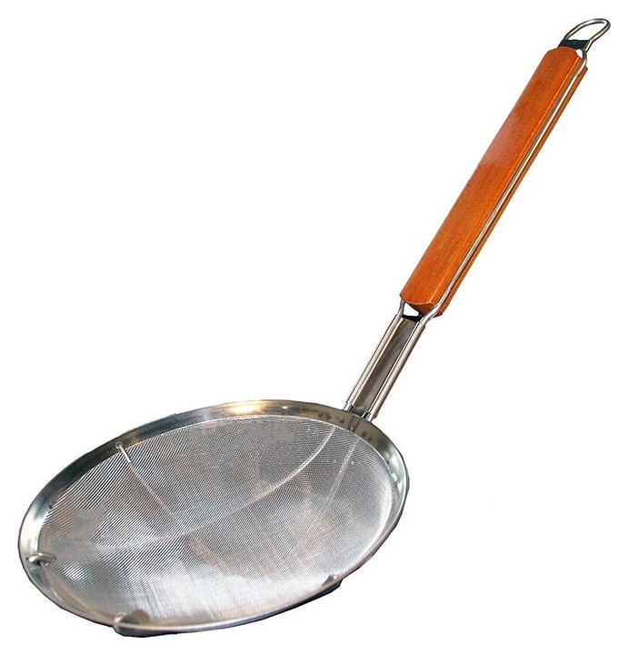 Шумовка P.L. Proff Cuisine JQ-W227A d=20 см l=49 см (нерж. сталь) сетчатая с деревянной ручкой