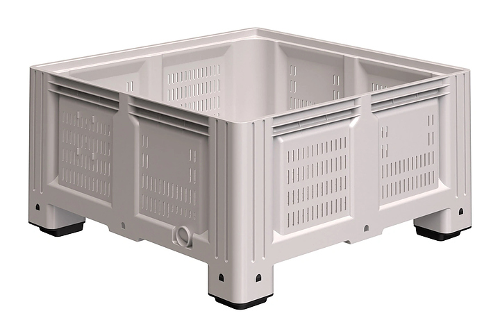 Контейнер iPlast iBOX 11.604 1130х1130х580 мм на ножках, перфорированный, светло-серый