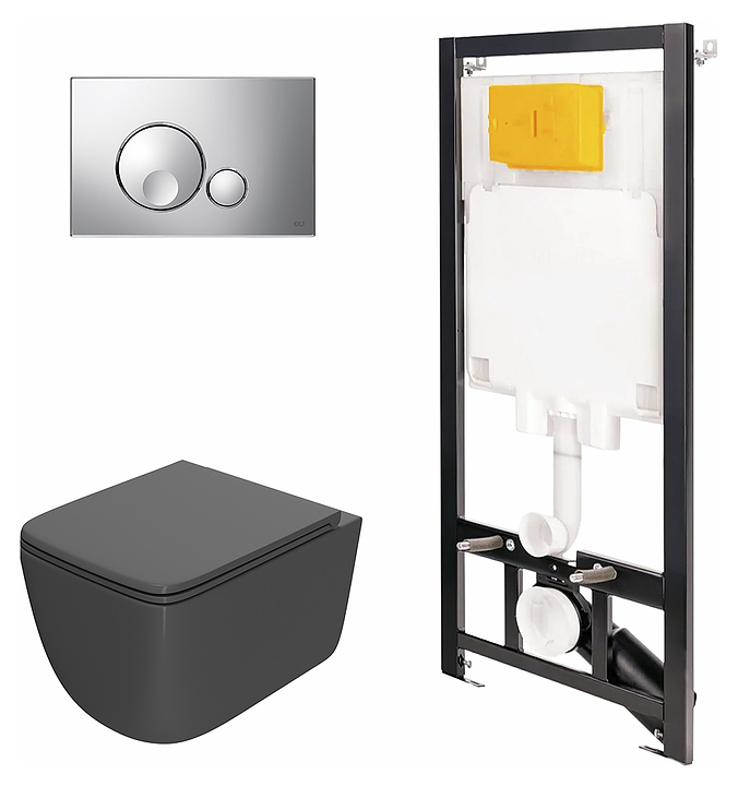 Унитаз подвесной с инсталляцией и панелью смыва OLI 80 ECO 886914GBOO+PN41831GM