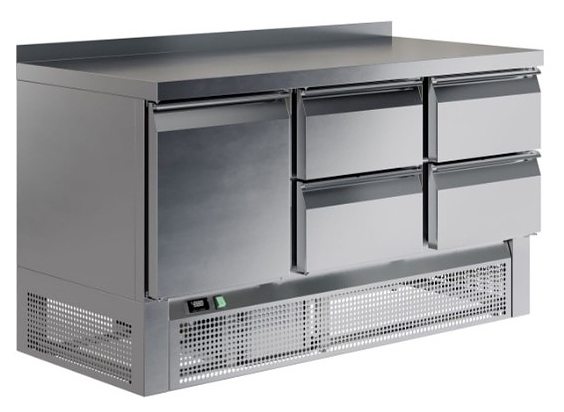 Стол морозильный Restoinox SHN-122SNE-B с бортом (1 дв.+4 ящ.)