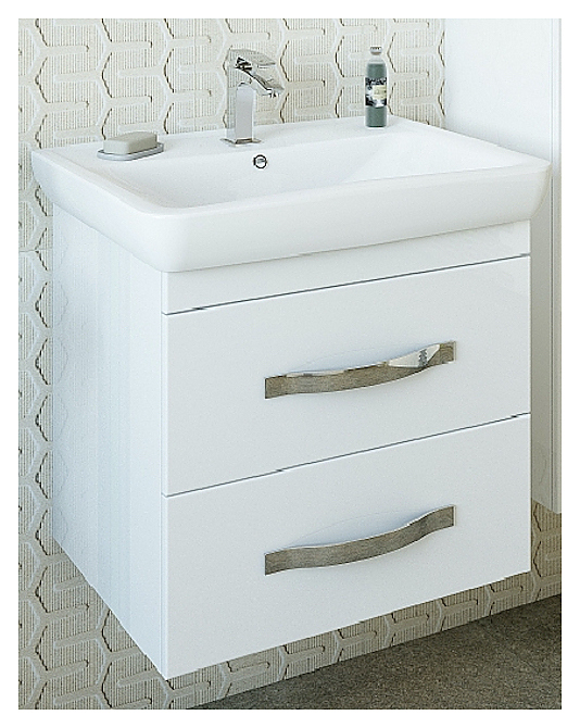 Тумба с раковиной Sanflor Одри 70 см подвесная, белая