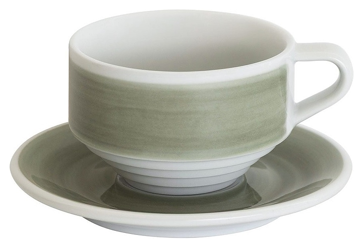 Кофейная пара Loveramics Deco C118-016BGH/C118-035BGH 220 мл (фарфор) серая (gray handpaint)