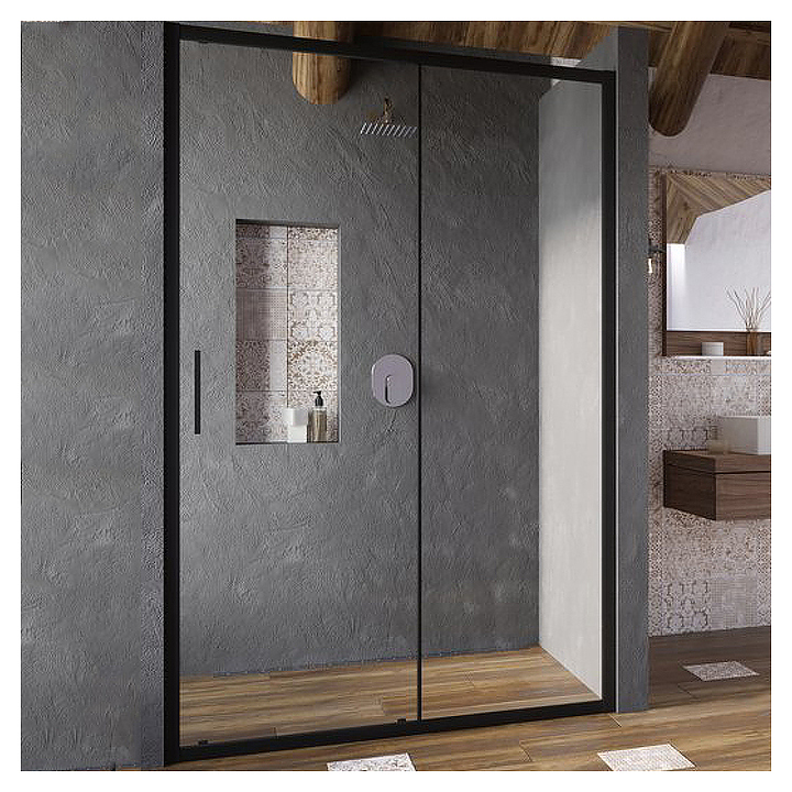Дверь душевая Ravak Blix Slim BLSDP2 X0PMA0300Z1 100х195 см, раздвижная в нишу, Transparent, профиль чёрный