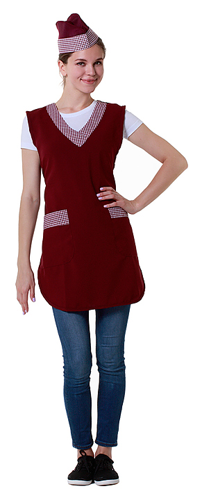 Фартук Клен 00600, р.L (52-54), бордовый с клеткой