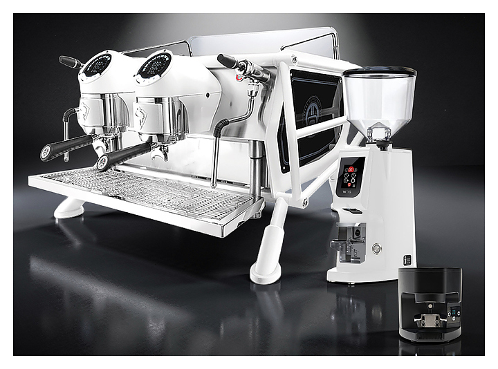 Кофемашина Sanremo Cafe Racer Full White 2 группы, белая + Eureka Atom W 75 White + автотемпер Atom Black