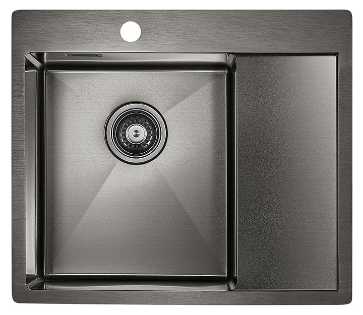 Мойка кухонная Paulmark Alster PM825951-GML вороненая сталь, левая