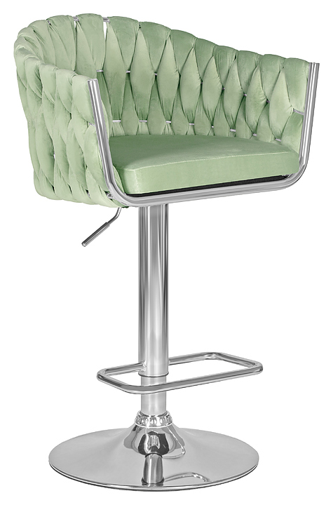 Стул барный DOBRIN 9692-LM MARCEL (пудрово-мятный велюр, хромированная сталь)